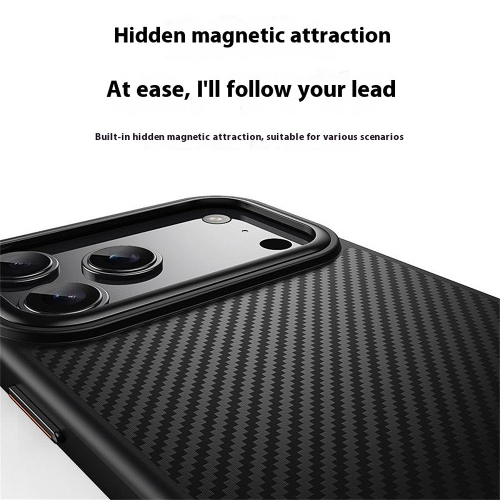 For iPhone 17 Pro Magnetic Case Compatible with MagSafe Carbon Fiber Texture PC + TPU Cover