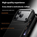 For iPhone 17 Pro Magnetic Case Compatible with MagSafe Carbon Fiber Texture PC + TPU Cover