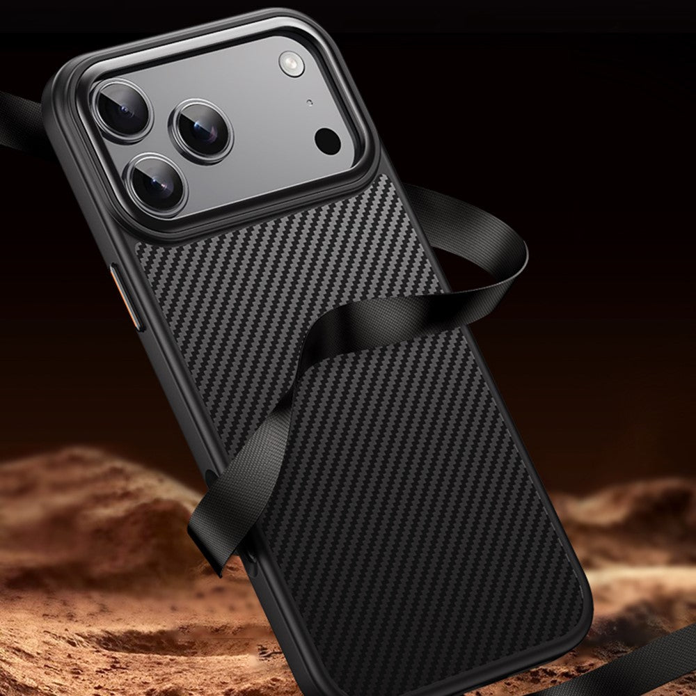 For iPhone 17 Pro Magnetic Case Compatible with MagSafe Carbon Fiber Texture PC + TPU Cover