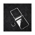 For Samsung Galaxy Z Flip7 5G Case Hinge Protection PC Clear Shockproof Phone Cover with Finger Ring