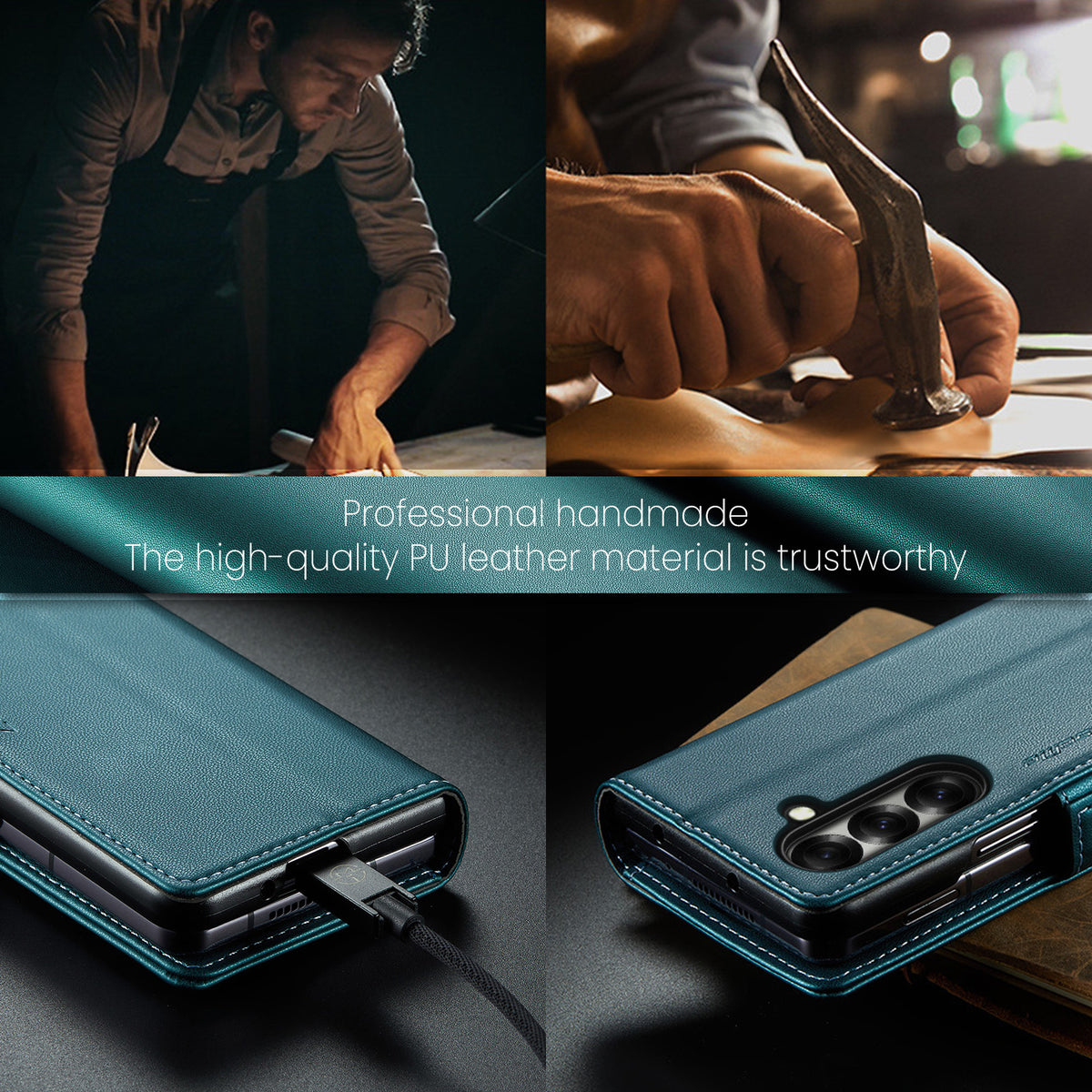 CASEME Til Samsung Galaxy Z Fold7 5G Cover 023 Series RFID-blokerende læderpung stativ telefoncover