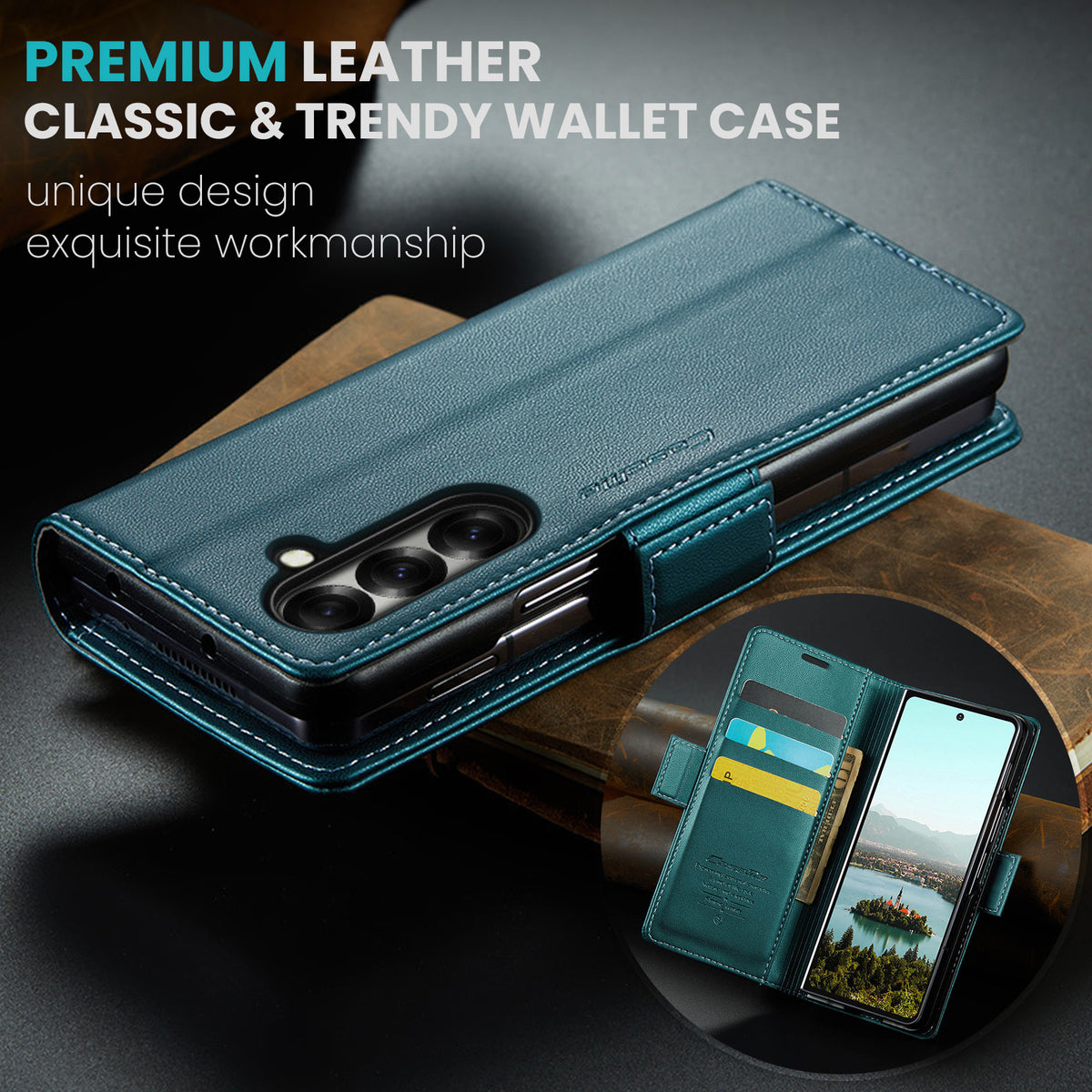 CASEME Til Samsung Galaxy Z Fold7 5G Cover 023 Series RFID-blokerende læderpung stativ telefoncover