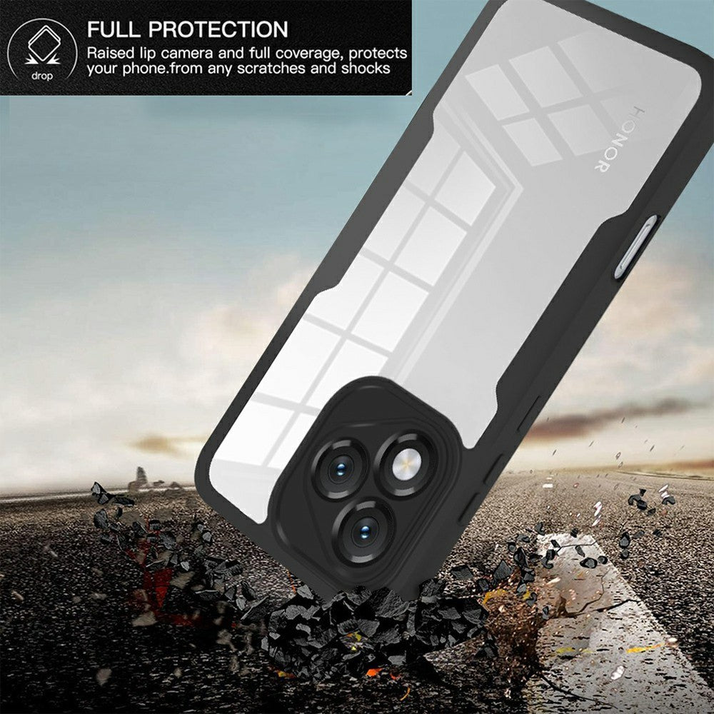 For Honor 400 Lite 5G Case Acrylic + TPU Clear Phone Cover with PET Screen Film