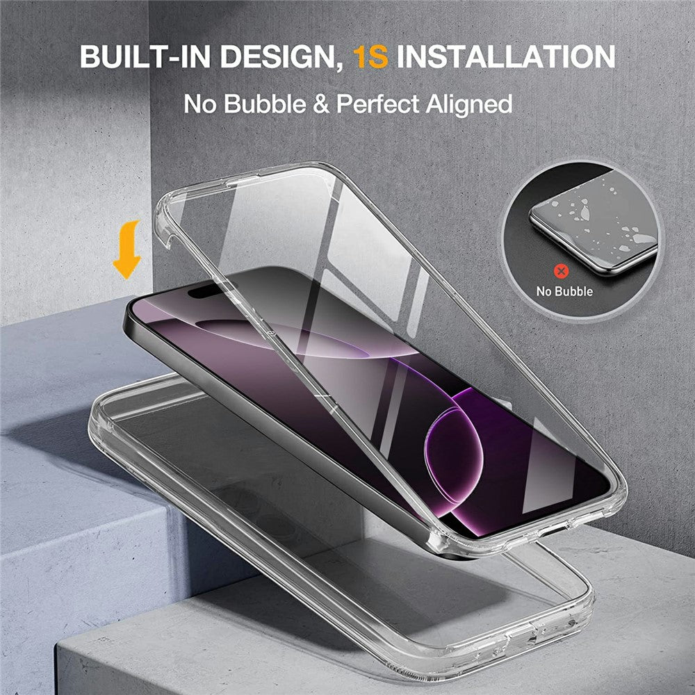 Til iPhone 17 Etui TPU-ramme Klart akrylbagside Telefoncover med PET-film