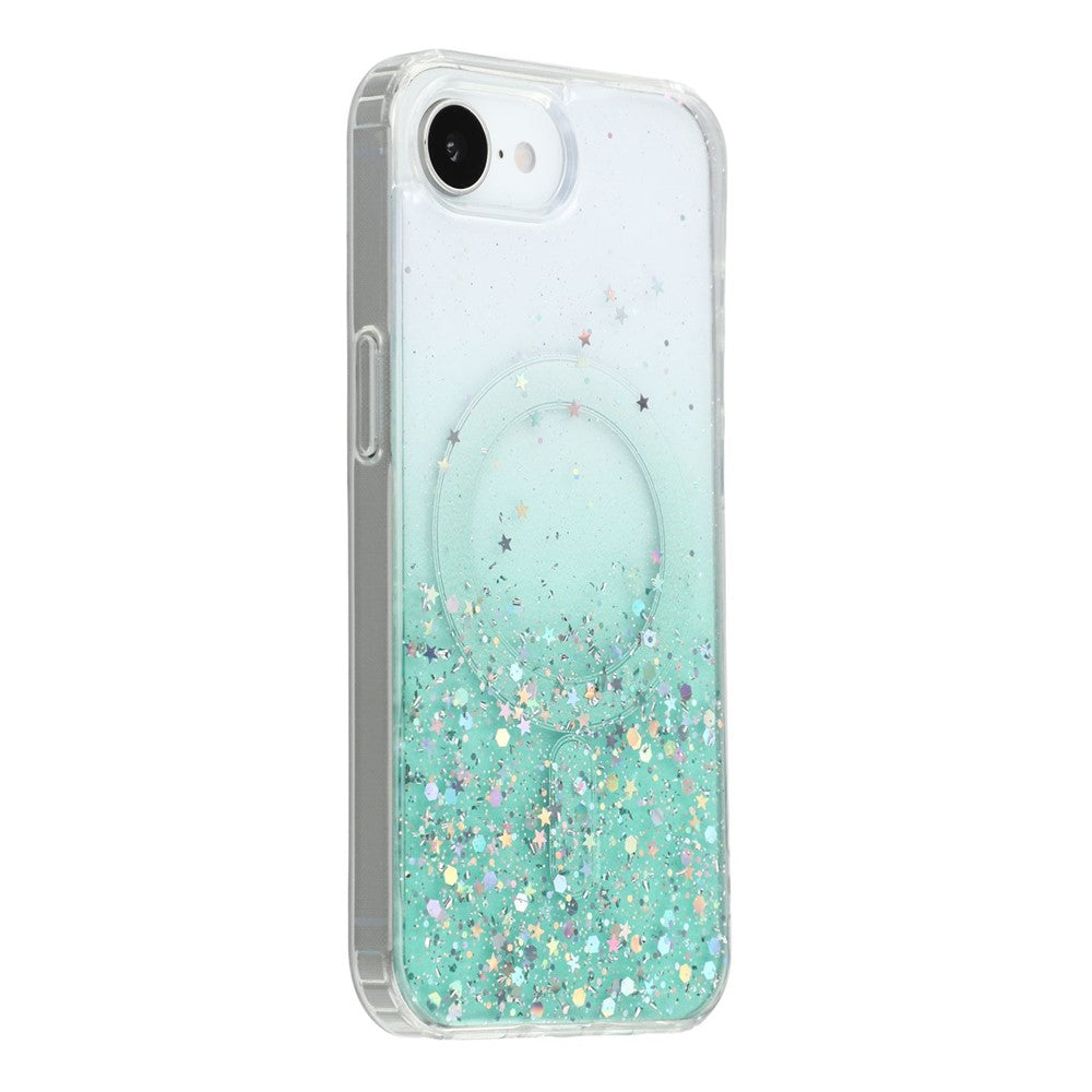 Til iPhone 17e / 16e cover, kompatibelt med MagSafe Sparkle Epoxy TPU + akryltelefoncover