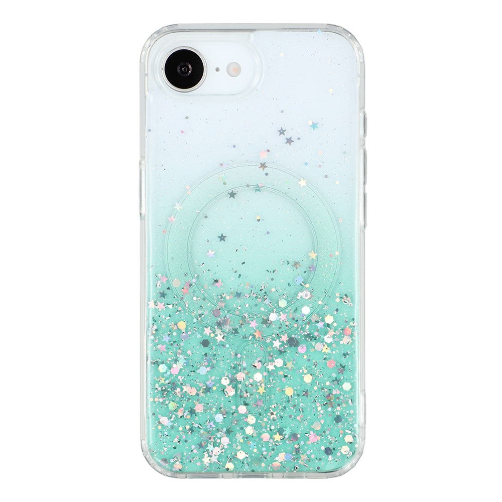 Til iPhone 17e / 16e cover, kompatibelt med MagSafe Sparkle Epoxy TPU + akryltelefoncover