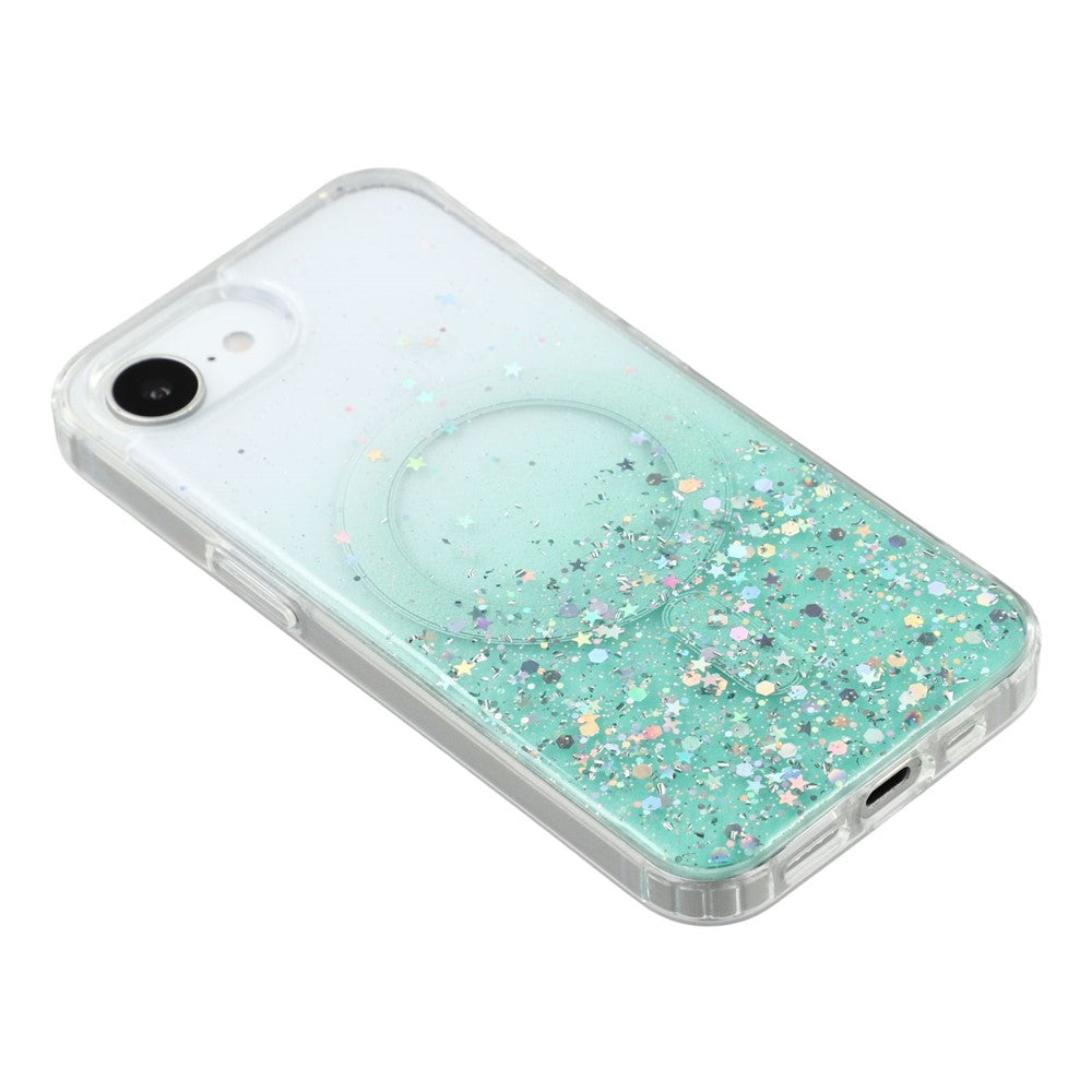 Til iPhone 17e / 16e cover, kompatibelt med MagSafe Sparkle Epoxy TPU + akryltelefoncover