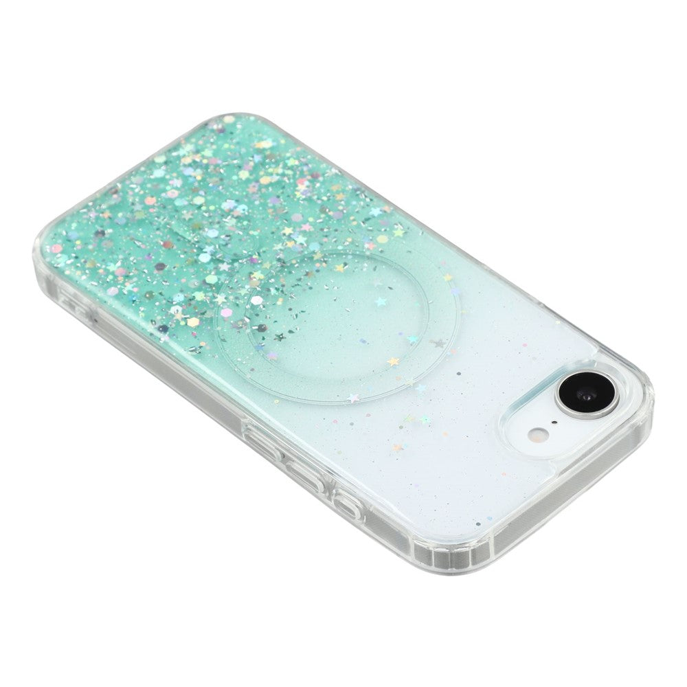 Til iPhone 17e / 16e cover, kompatibelt med MagSafe Sparkle Epoxy TPU + akryltelefoncover