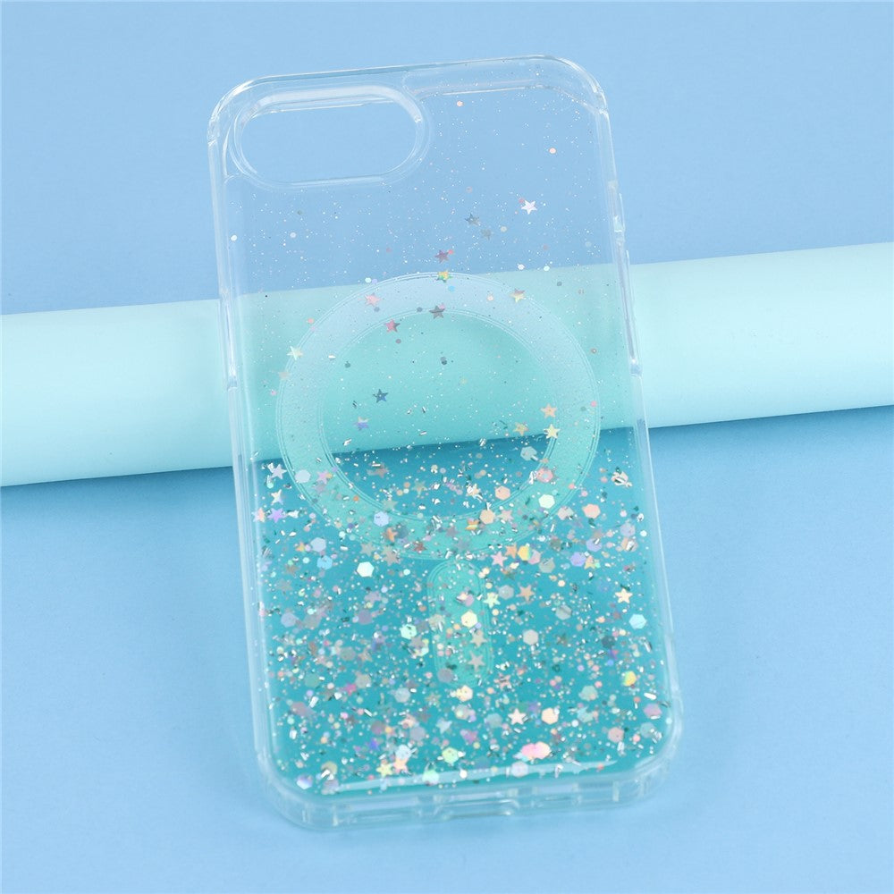 Til iPhone 17e / 16e cover, kompatibelt med MagSafe Sparkle Epoxy TPU + akryltelefoncover
