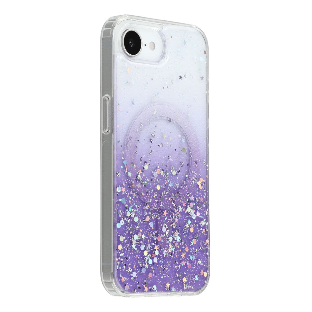 Til iPhone 17e / 16e cover, kompatibelt med MagSafe Sparkle Epoxy TPU + akryltelefoncover