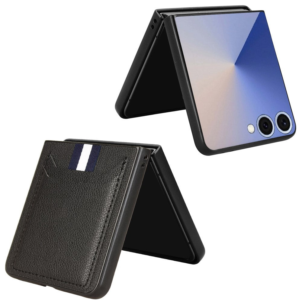 For Samsung Galaxy Z Flip7 5G Case Card Holder Litchi Texture Leather + PC Phone Cover