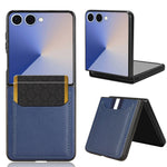 For Samsung Galaxy Z Flip7 5G Case Card Holder Litchi Texture Leather + PC Phone Cover