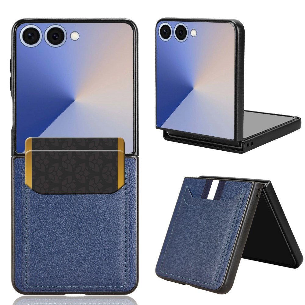 For Samsung Galaxy Z Flip7 5G Case Card Holder Litchi Texture Leather + PC Phone Cover