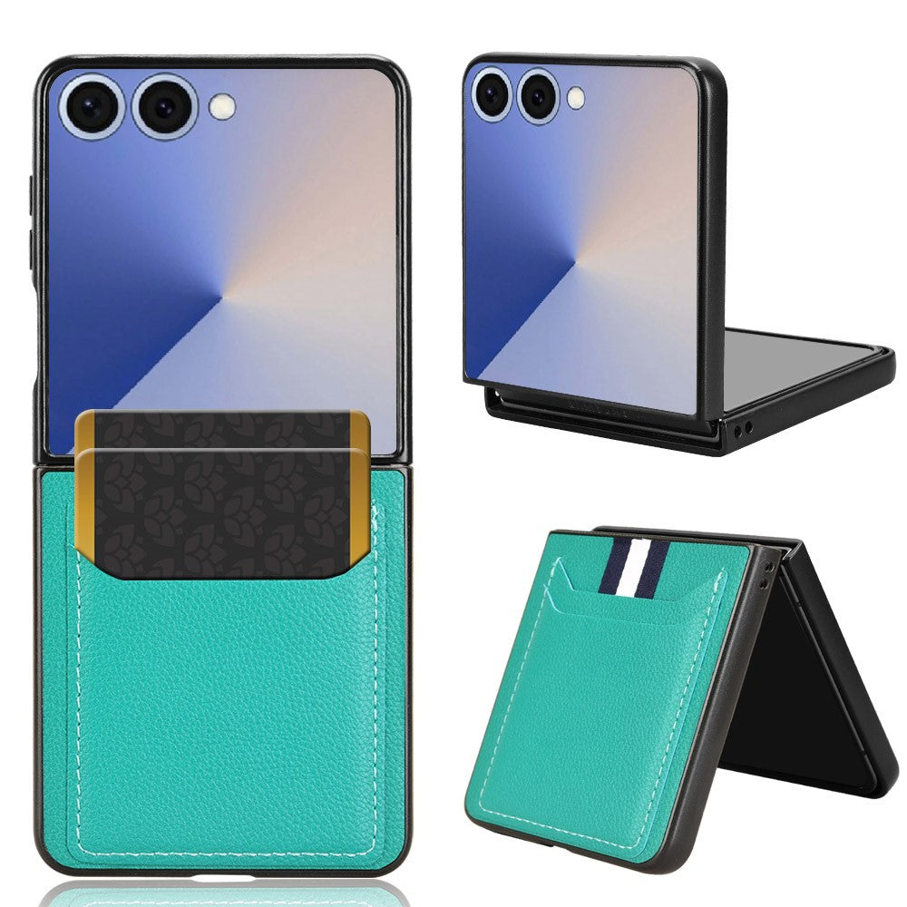 For Samsung Galaxy Z Flip7 5G Case Card Holder Litchi Texture Leather + PC Phone Cover