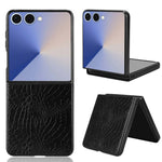Til Samsung Galaxy Z Flip7 5G Etui Krokodillemønstret Læderbelagt Hard PC Telefoncover