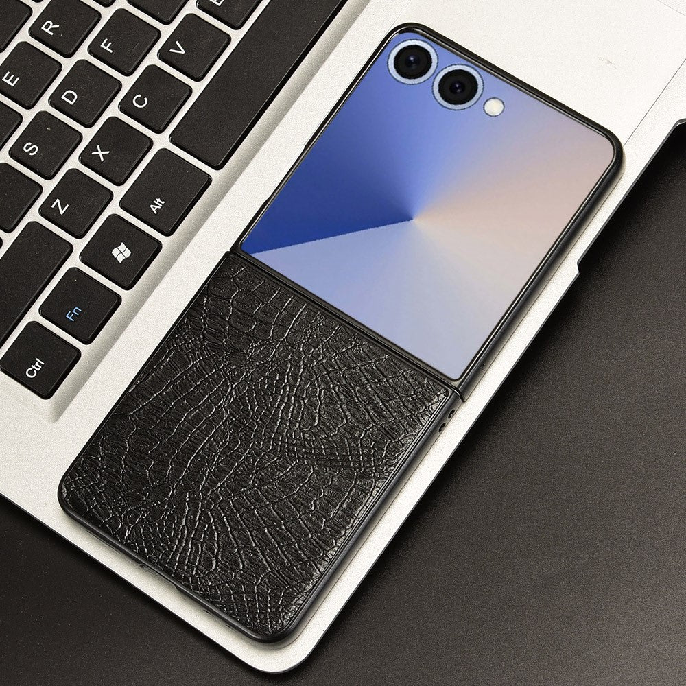 Til Samsung Galaxy Z Flip7 5G Etui Krokodillemønstret Læderbelagt Hard PC Telefoncover