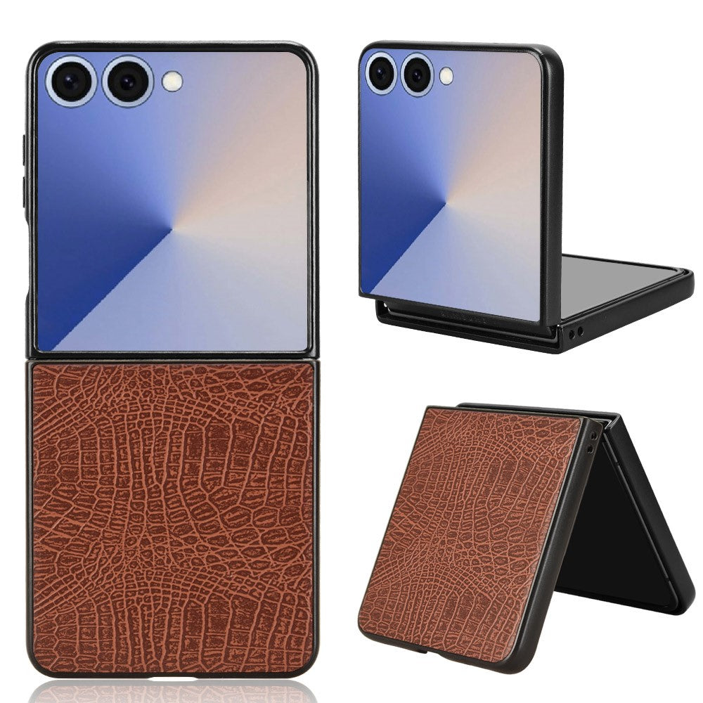 Til Samsung Galaxy Z Flip7 5G Etui Krokodillemønstret Læderbelagt Hard PC Telefoncover