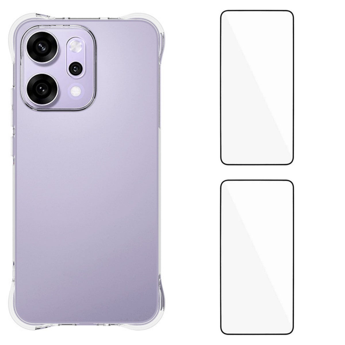 WANLONFENG For Oppo Reno14 Pro 5G (Global) TPU Case  WL2 Series 2.0mm Phone Cover with 2Pcs Tempered Glass Films