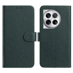 OnePlus 12 5G Plånboksfodral med stativ, litchitextur, äkta nötläder, fällbart mobilfodral