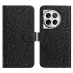 OnePlus 12 5G Plånboksfodral med stativ, litchitextur, äkta nötläder, fällbart mobilfodral