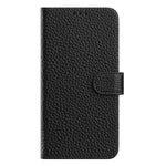 OnePlus 12 5G Plånboksfodral med stativ, litchitextur, äkta nötläder, fällbart mobilfodral