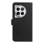 OnePlus 12 5G Plånboksfodral med stativ, litchitextur, äkta nötläder, fällbart mobilfodral