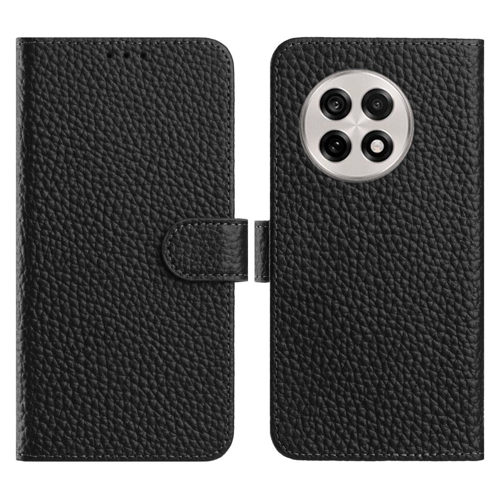 OnePlus 13 Plånboksfodral i Litchi-textur med äkta koläder och flipfodral