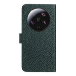 For Xiaomi 14 Ultra Case Wallet Stand Litchi Texture Genuine Cow Leather Flip Phone Cover