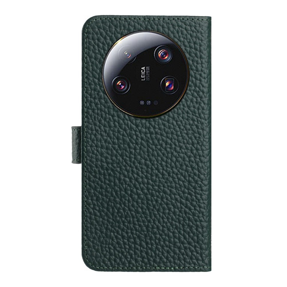 For Xiaomi 14 Ultra Case Wallet Stand Litchi Texture Genuine Cow Leather Flip Phone Cover