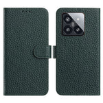Xiaomi 14 Pro Plånboksfodral i Litchi-textur med äkta koläder och flipfodral
