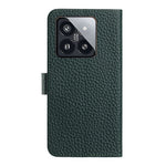 Xiaomi 14 Pro Plånboksfodral i Litchi-textur med äkta koläder och flipfodral