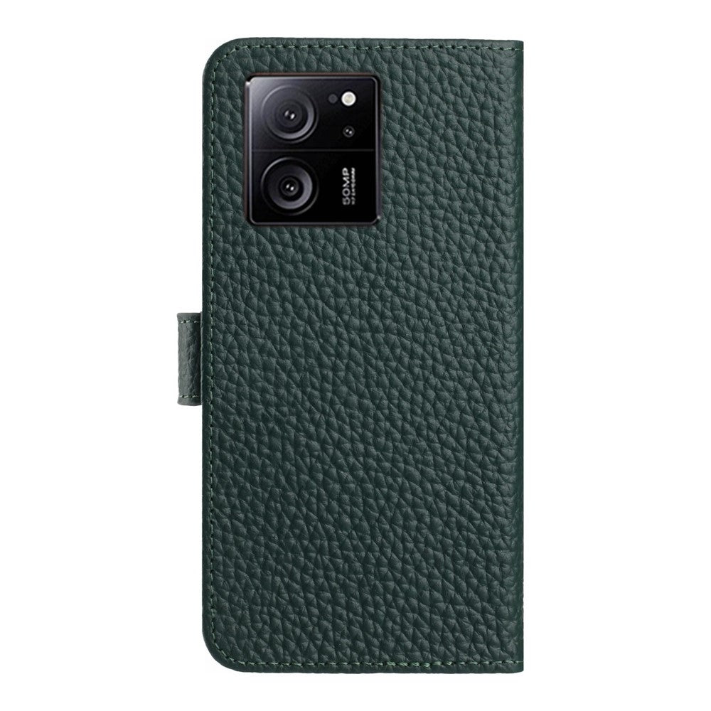 For Xiaomi 13T Pro  /  13T Case Wallet Stand Litchi Texture Genuine Cow Leather Flip Phone Cover