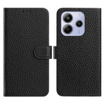 For Xiaomi Redmi Note 14 4G (164.84mm) Case Wallet Stand Litchi Texture Genuine Cow Leather Flip Phone Cover