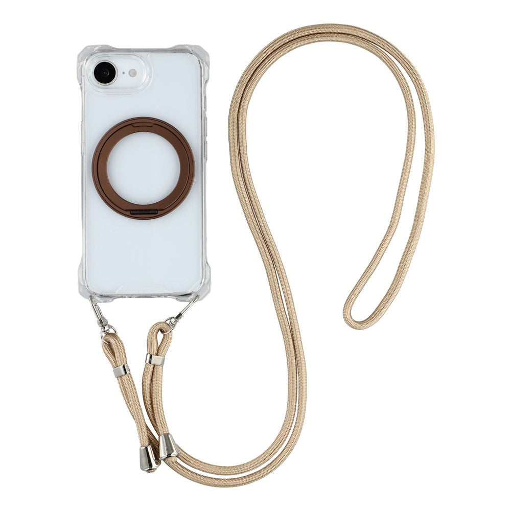 Til iPhone 17e / 16e Magnetisk cover med ringholder TPU + PC telefoncover med snor
