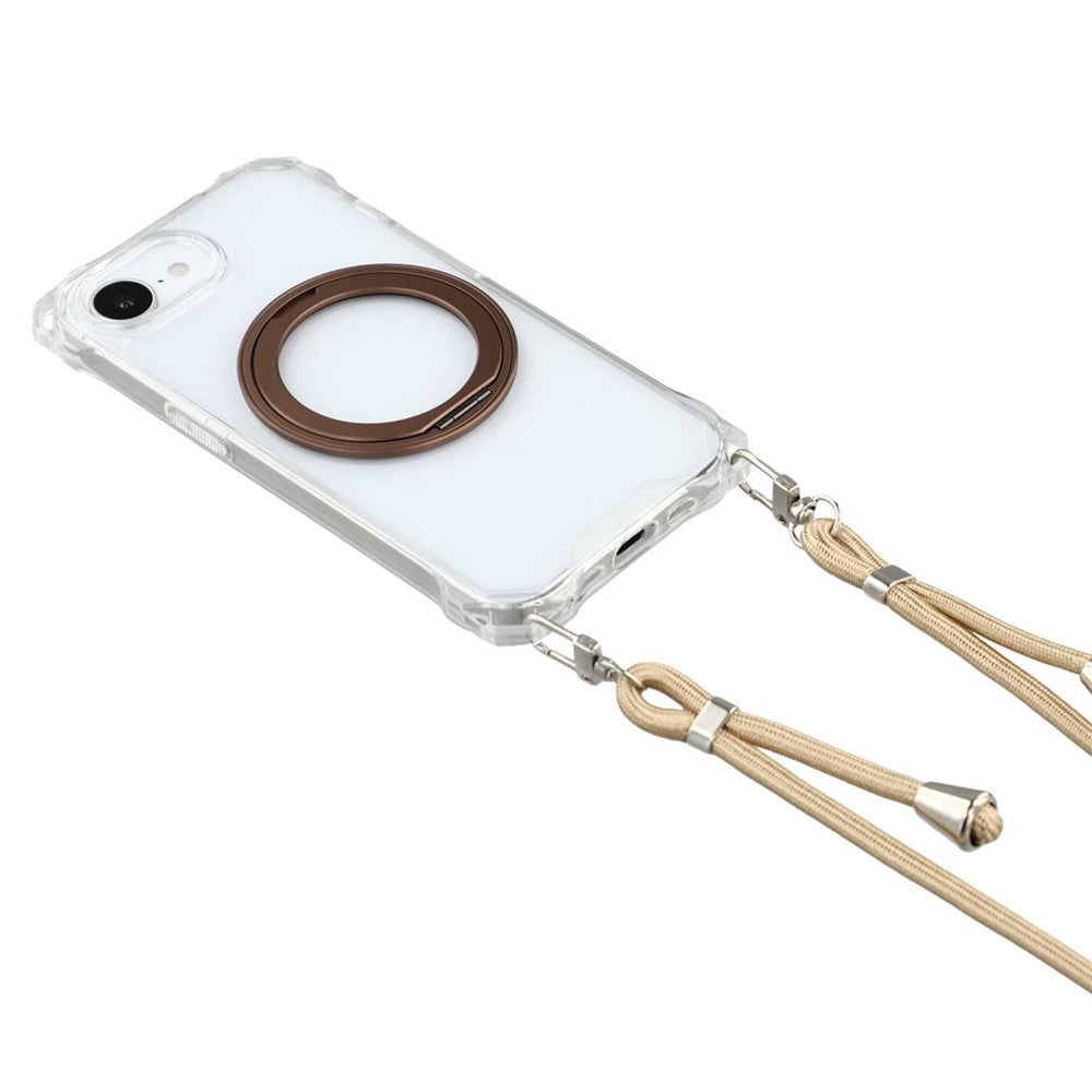 Til iPhone 17e / 16e Magnetisk cover med ringholder TPU + PC telefoncover med snor