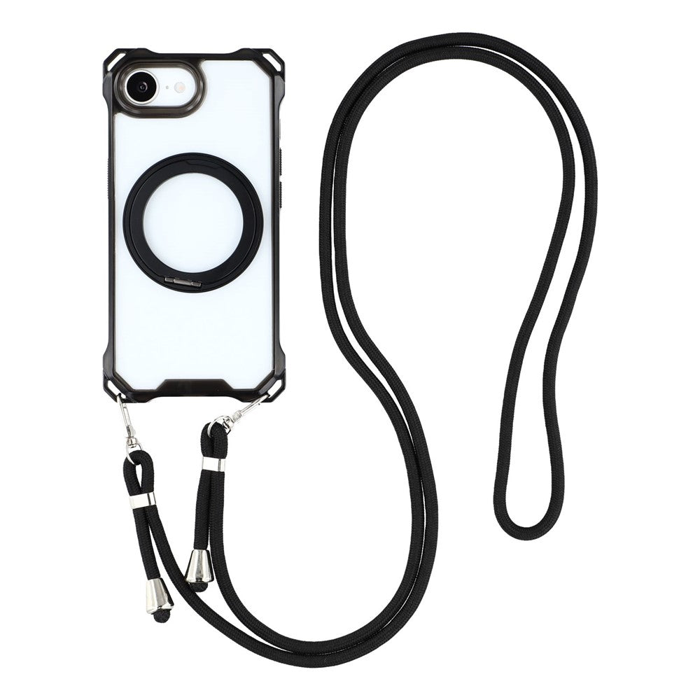 Til iPhone 17e / 16e Magnetisk cover med ringholder TPU + PC telefoncover med snor