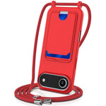 For iPhone Air Case Liquid Silicone Card Holder Back Phone Cover with Lanyard