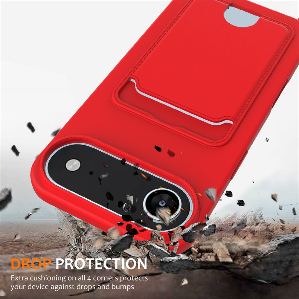 For iPhone Air Case Liquid Silicone Card Holder Back Phone Cover with Lanyard