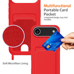 For iPhone Air Case Liquid Silicone Card Holder Back Phone Cover with Lanyard