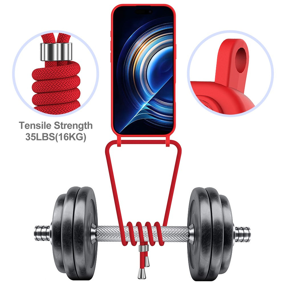 For iPhone Air Case Liquid Silicone Card Holder Back Phone Cover with Lanyard