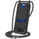 For iPhone Air Case Liquid Silicone Card Holder Back Phone Cover with Lanyard