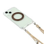 For iPhone 15 Magnetic Case Ring Kickstand TPU + PC Phone Cover with Lanyard