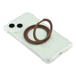 For iPhone 15 Magnetic Case Ring Kickstand TPU + PC Phone Cover with Lanyard