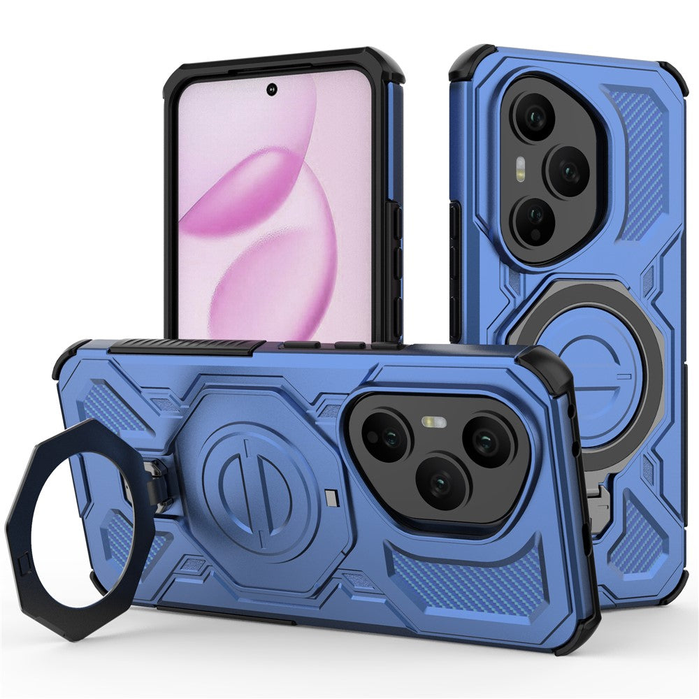 Til Honor 400 Pro 5G (Global) Magnetisk Cover Roterende Metal Støttefod Stødsikkert PC + TPU Telefon Bagcover
