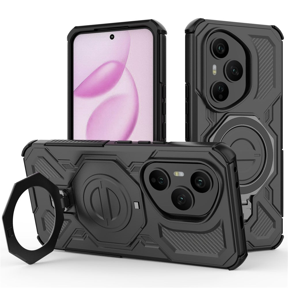 Til Honor 400 Pro 5G (Global) Magnetisk Cover Roterende Metal Støttefod Stødsikkert PC + TPU Telefon Bagcover