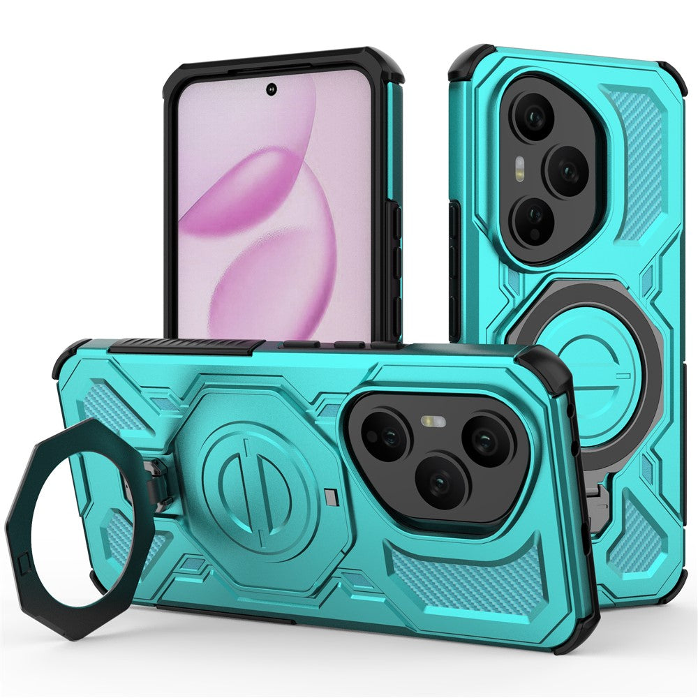Til Honor 400 Pro 5G (Global) Magnetisk Cover Roterende Metal Støttefod Stødsikkert PC + TPU Telefon Bagcover