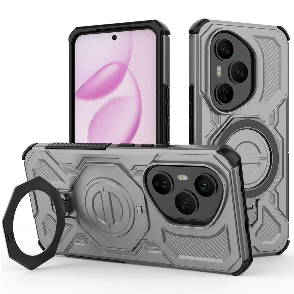 Til Honor 400 Pro 5G (Global) Magnetisk Cover Roterende Metal Støttefod Stødsikkert PC + TPU Telefon Bagcover
