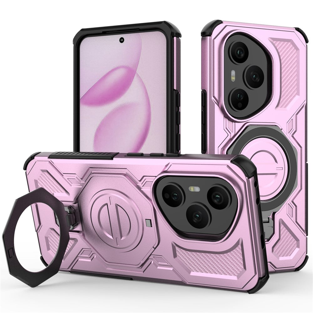 Til Honor 400 Pro 5G (Global) Magnetisk Cover Roterende Metal Støttefod Stødsikkert PC + TPU Telefon Bagcover