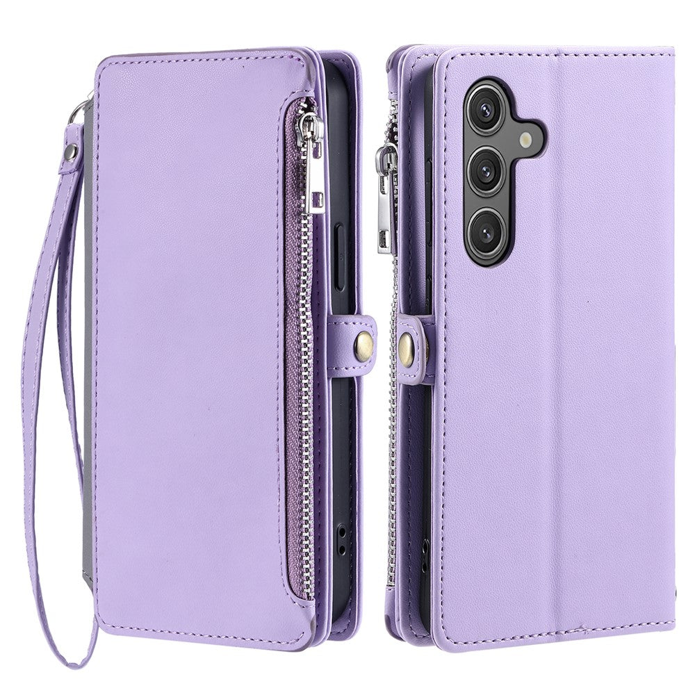 Samsung Galaxy S25 FE-skal TPU + PU-läder plånboksfodral med handledsrem