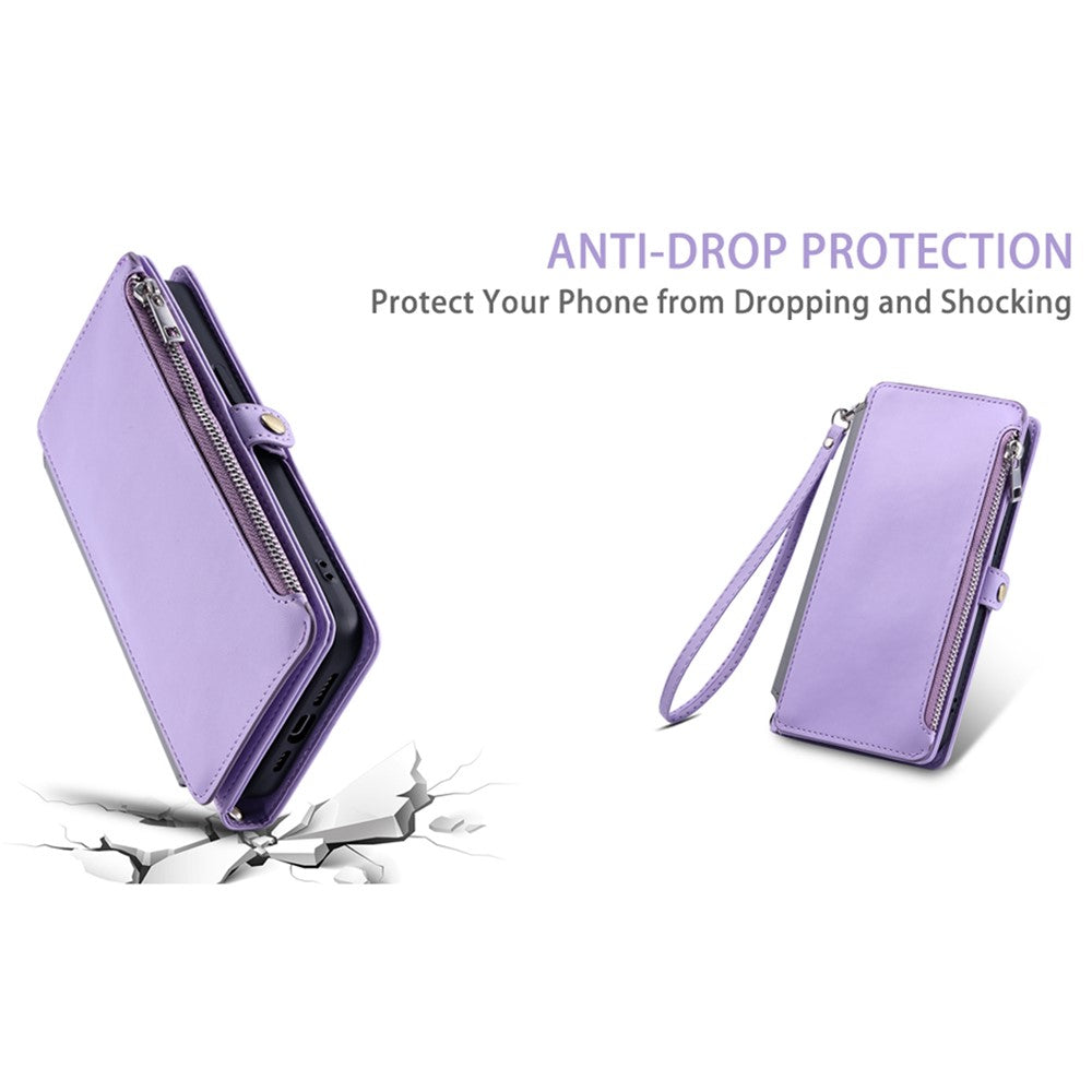 Samsung Galaxy S25 FE-skal TPU + PU-läder plånboksfodral med handledsrem